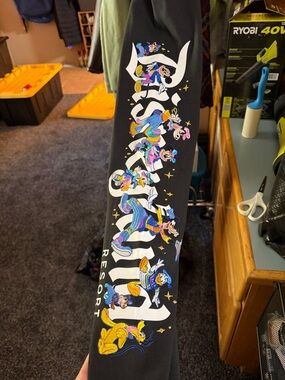 Black Graphic Resort Sweatpants - Colorful Character Print size xl